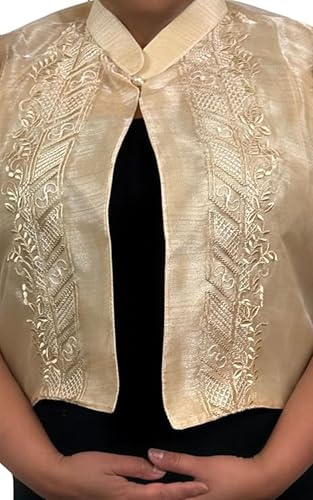 Modern Bolero | Authentic Filipiniana Attire - Order US Size (Beige,XL)4