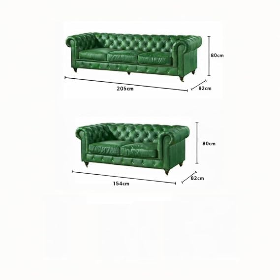 Image of A to Z Furniture Classic 3+2=5 Seater Sofa Set Luxury Chesterfield Leatherette Sofa in for Home Living Room & Office (3+2=5 Seater Sofa Dark Green)