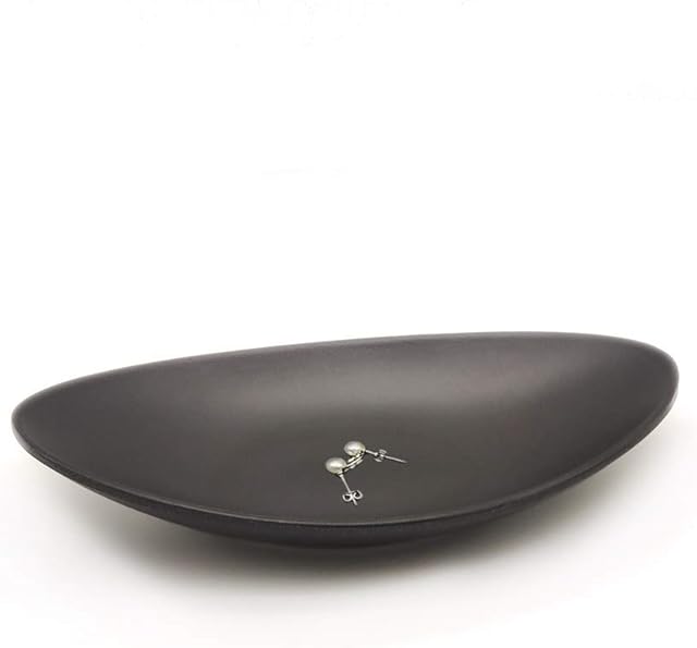 Black Key Ring Dish Jewelry Tray Key Tray Organizer,Dresser Decor entryway Key Dish Decorative Trinket Dish Housewarming Gift (Oval)