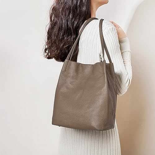 Image of Kattee Women Soft Genuine Leather Totes Shoulder Bag Purses and Handbags with Top Magnetic Snap Closure