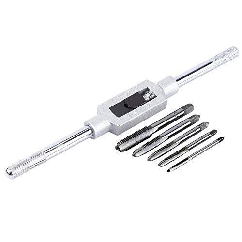 6pcs Tap Wrench Set, Metric Tap Drill Bits Set Adjustable M3/M4/M5/M6/M8 Insert Screw Taps with Tap Reamer Wrench Hardware Tool