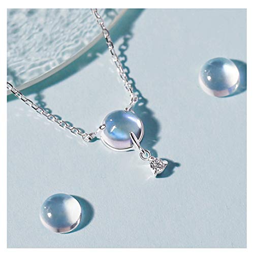 Collier chaîne clavicule argent sterling avec pendentif pierre de lune et étoile pour femme