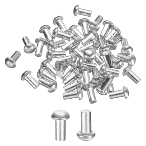 uxcell 30 Pcs Brazier Head Solid Aluminum Rivets, M4 Dia x 8mm Length Round Head Aluminum Boat Rivets for Repairing Boats, Machinery, Aircraft, Automobile Industry