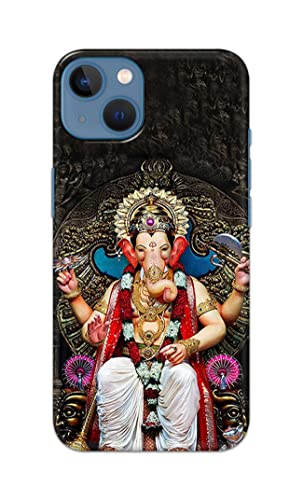 Image of PRINTFIDAA Lord Ganesh Bappa Moriya Printed Designer Hard Back Case Cover for Apple iPhone 13, A2633, A2482, A2631, A2634, A2635 -(SS) MVN1010