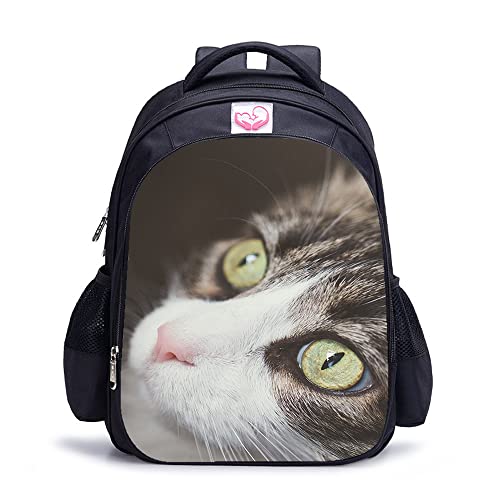 Sac à dos scolaire pour enfants avec imprimé chat 3D cartable de voyage 41x28x12 cm