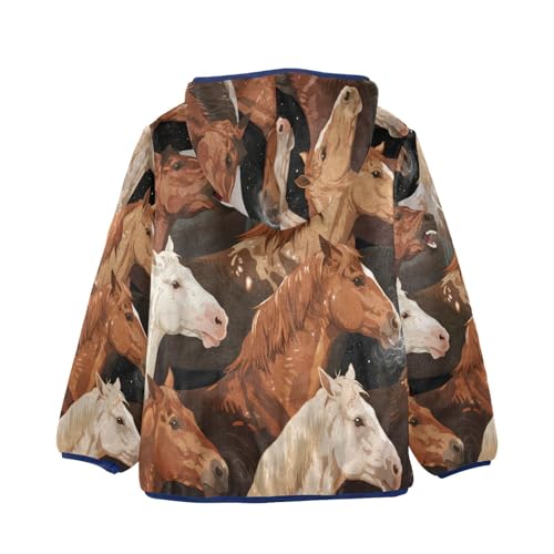 Horses Various Toddler Fleece Jacket Girl Boys Hooded Fleece Jacket Coat Warm Outwear Zip-up 3-10T2