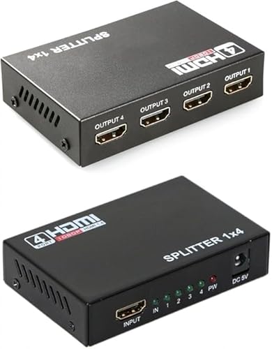 SPLITTER HDMI 1x4 CON USCITE AMPLIFICATE SDOPPIATORE DI SEGNALE FULL HD 4K 3D