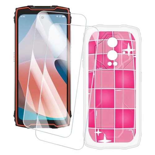 OAGELIM 2�Z�b�g �X�N���[���v���e�N�^�[ + �P�[�X Blackview BV9300 (6.7 �C���`) �Ƃ̌݊������� �A�[�e�B�X�e�B�b�N�J�X�^���v�����g�J�o�[�Ƌ����K���X�t�B���� �X�N���b�`�h�~ (�s���N�̐��E)