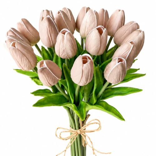 Image of Mandy's 20pcs Artificial Light Brown Tulips