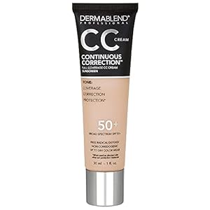 Dermablend Continuous Correction Tone-Evening CC Cream Foundation SPF 50+, Full Coverage Foundation Makeup & Color Corrector, Oil-Free