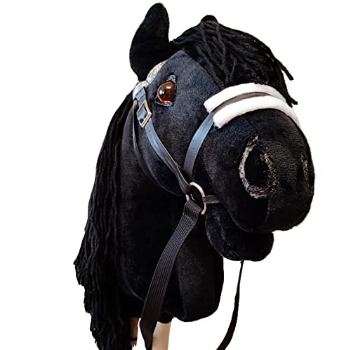 Black hobby horse on a stick Friesian hobbyhorse Stick horse with bridle