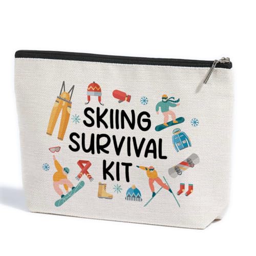 ZHAMEN Make up Bags for Women, Cosmetic Bags for Toiletries Large Capacity Zipper Makeup Pouch, Gifts for Women Ski Enthusiast, Portable Travel Toiletry Organizer for Beauty Essentials