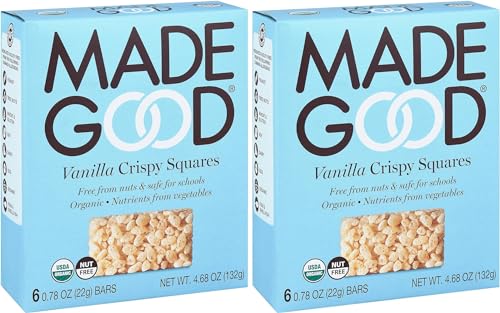 MadeGood Vanilla Crispy Squares, 6 Healthy Snacks, 0.78oz - Pack
