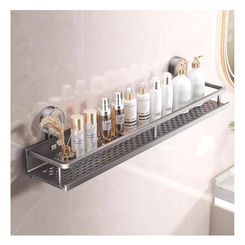lesulety Duschablage Ohne Bohren Mit Saugnapf Duschregal Badablage Ohne Bohren Badezimmer Organizer Duschgel Halterung für Shampoo Conditioner,Grau,60CM