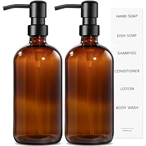 MIUSITE Amber Glass Soap Dispenser Set Cover