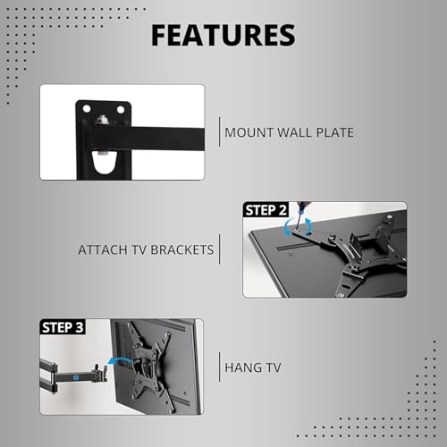 Image of Robustt Heavy Duty TV Wall Mount Bracket for 14 to 55 inch LED /HD /Smart TV's, Swivel Rotatable Universal LCD TV Wall Mount Stand - Pack of 1