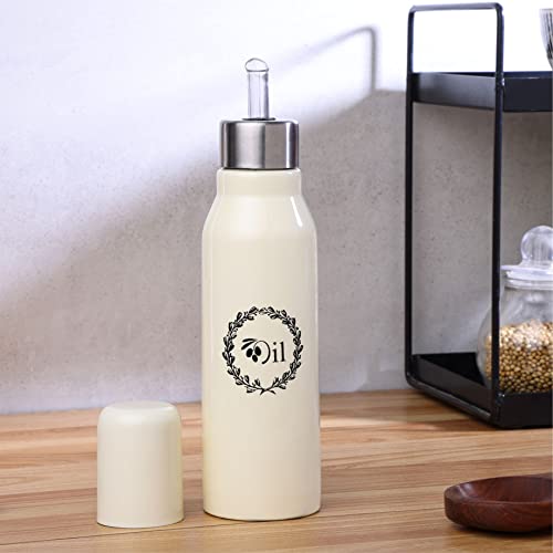 DUDKI Stainless Steel Oil Dispenser Bottle Leakproof | Oil Nozzle Dropper | Cooking Oil Bottle for Home, Kitchen, Cooking, Café, Restaurant, 750 ML (Ivory Colour)