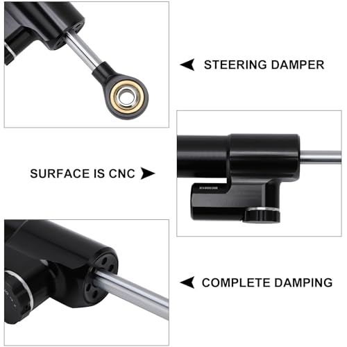 Image of KIMISS Steering Damper With Bracket, Aluminum Universal Motorcycle Steering Damper Stabilizer Linear Reversed Safety Control | Universal Fit for Most Motorcycles, Anti-oxidising and durable, Adjuster operate smoothly and correctly, High quality