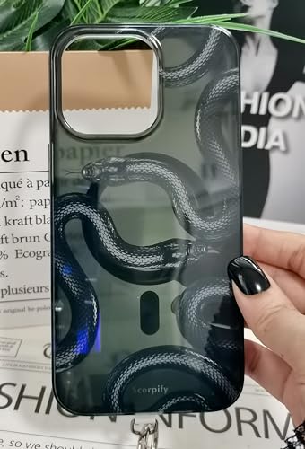 Coque iPhone 16 Pro MagSafe SCORPIFY avec motif serpent noir ombré antichoc - 3