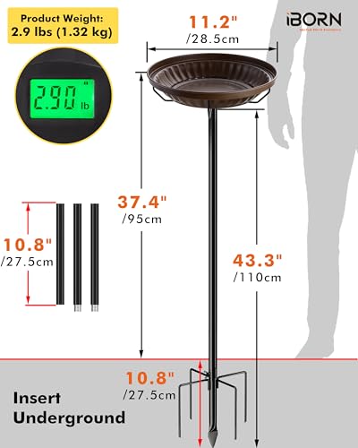 Bain d'oiseau sur pied iBorn en métal bronze pour extérieur - 3