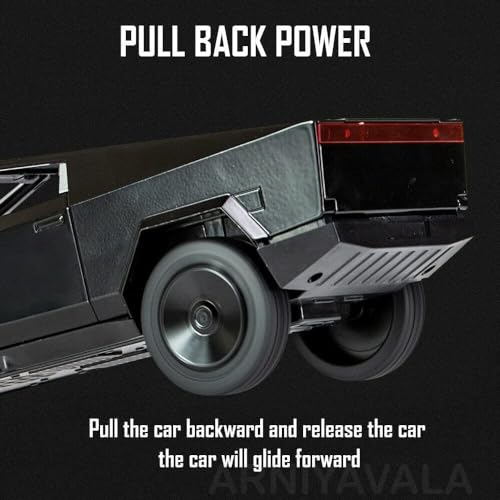 Image of 1:24 Scale Big Tesla Cybertruck Model Diecast Metal Pullback Toy Car With Openable Doors & Light, Music Boys Car For Kids Best Toys Gifts Toys For Kids (Balck), Multicolor