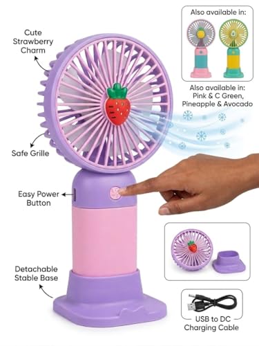 Image of Portable USB Fan - Rechargeable 1200mAh Battery, 3 Speed Handheld & Desk Fan, Low Noise, Lightweight, Travel Friendly, Up to 6 Hrs Runtime with USB Cable (White Colour) PACK OF 10