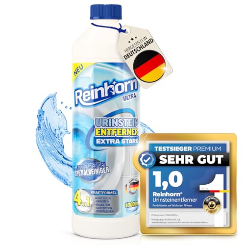 REINHORN Urinsteinentferner Urinsteinlöser EXTRA STARK Profi 1000ml WC Reiniger 4in1 Kraftformel I hochergiebiges Powerkonzentrat Made in Germany gegen Urinstein Kalkstein Seifenstein (1 Liter)