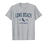 long beach california ca vintage sports design navy stampa maglietta