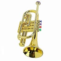 Trompete, Bb Standard Trompeten Set, Metallische Goldenes Kindertrompetenspielzeug mit 4 Farbigen Tasten Für Weihnachtsmusikgeschenke zu Hause, in Der Schule