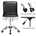 Yaheetech PU Leather Armless Desk Chair Low Back Ribbed Swivel Office Chair with Wheels, Set of 2, Black