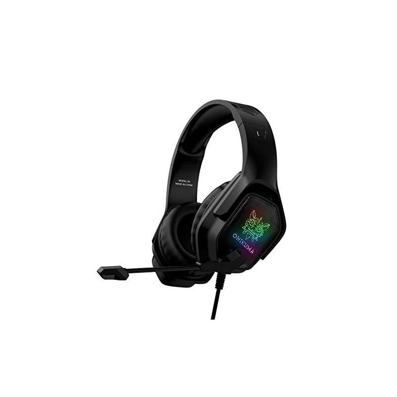 EUARNE Gaming Headset with Microphone, Noise Canceling Headphones with 3D Surround Sound Stereo, Soft Earmuff & RGB LED Light, Over-Ear Game Headphones for PC, PS4, Xbox One, PS5, Mac, Laptop-Black - Image 3