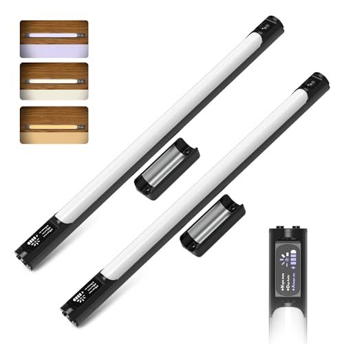 Under Cabinet Lights, 3 Color Dimmable Motion Sensor Light Indoor, 14 Inch Wireless Closet Lights 64 LED with Digital Display, 3600mAh Rechargeable Battery Operated Under Counter Light Black