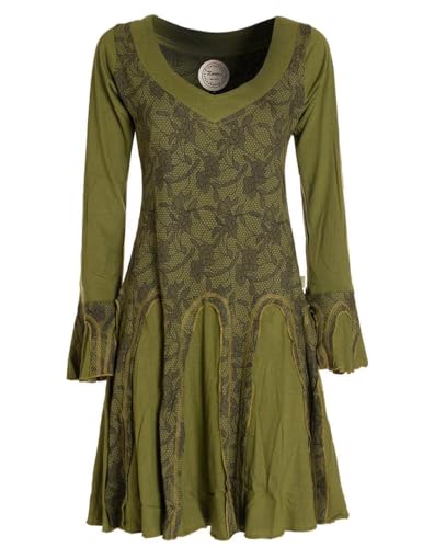 Vishes - Alternative Bekleidung - Damen Langarm Longshirt-Kleid Sweatkleid Shirt-Kleid Tunika-Kleid Olive 42-44
