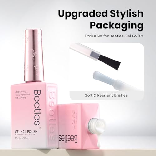 Image of Beetles Milky White Gel Nail Polish - 15ML Full Size HEMA-Free Jelly Natural Nude Gel Polish Nail Concealer Sheer Translucent Effect Soak Off UV Nail Art Manicure Gift for Women