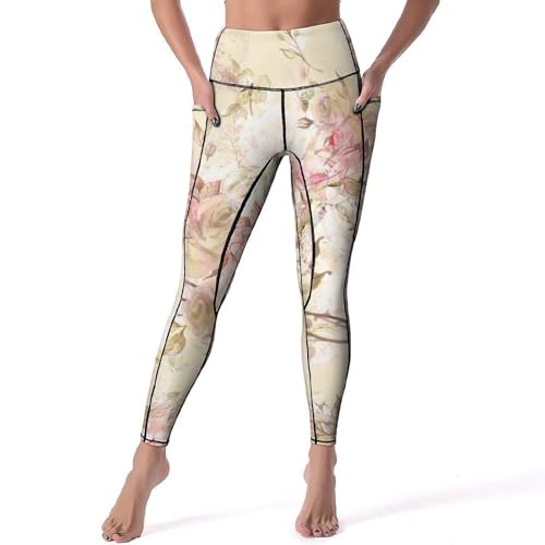 Legging femmes Rose et Abeille pantalon sport yoga taille haute S