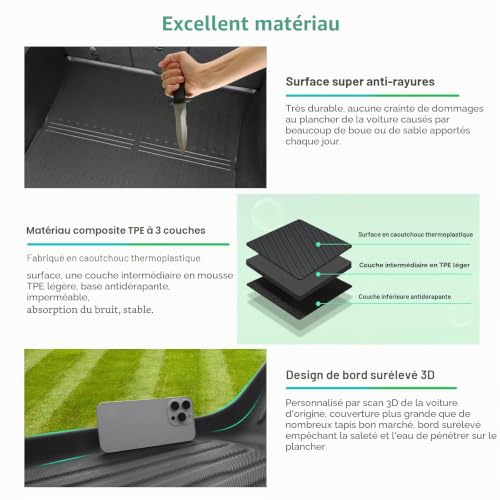 Tapis de sol Tesla Model Y Juniper scan 3D original ajustement parfait GAFAT - 3