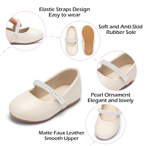 Image of PHIRAMIN Tollder Girl Dress Shoes - Little Girl Ballet Flats for Wedding Party
