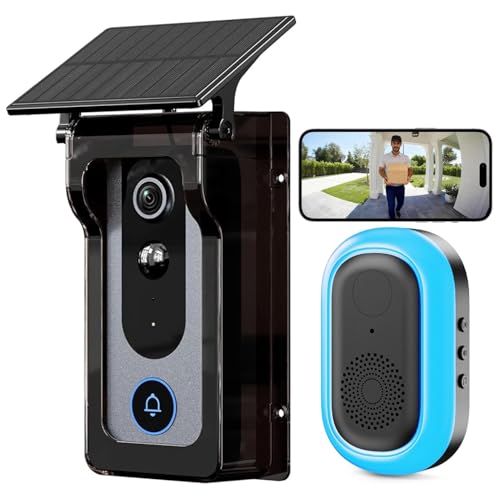 Aceele Smart Video Doorbell with Solar Powered Weather Protective Cover, Two-Way Audio/Voice Changer/Instant Alerts/Nigh - Detailed View