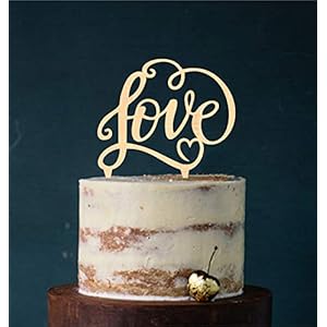 Manschin-Laserdesign Cake Topper, taartsteker, taartfiguur acryl, kleurkeuze – bruiloft bruidstaart Love (hout) art.nr. 5013