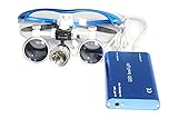 Levin-dental 3.5x 420mm Dental Lupenbrille Surgical Binokularlupen und Led Stirnlampe Blau