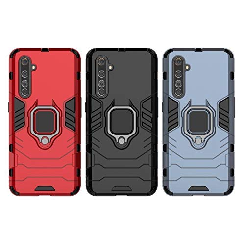 Image of Shockproof 360 Rotation Ring Holder Kickstand Hard Back Cover for Realme X50 Pro 5G (Robot, Red)