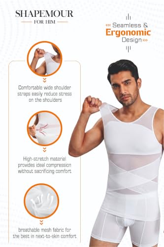 Image of SHAPEMOUR Men's Compression Slimming Body Shaper Vest | Posture Support Tee