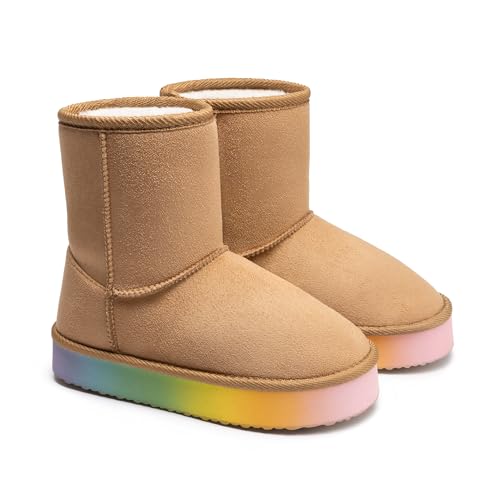 Image of FabKids Girls' Warm Fleece Lined Platform Snow Boots Non-Slip Ankle Winter Boots