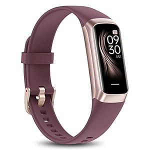 ‎IMFRCHCS Smartwatch Damen Herren,Fitnessuhr mit 1.10″ Zoll AMOLED Touchscreen Smart Watch,5 ATM Tracker Schrittzähler Pulsuhr Blutdruck Messgerät für Android iOS,C60,bordeauxCity in Germany,Standard