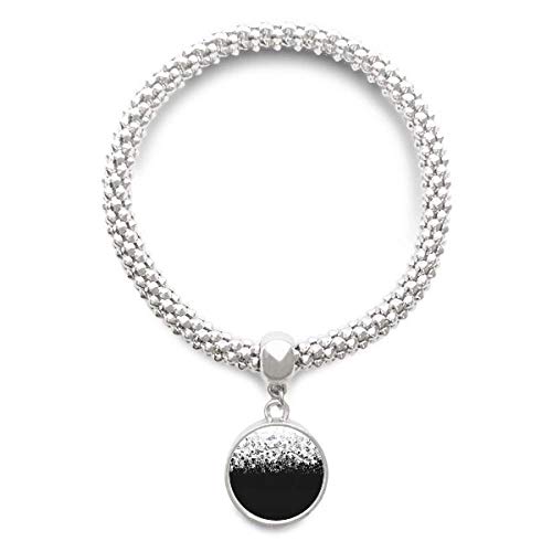Bracelet pendentif rond blanc flappg musique notes noires chaîne argentée femme