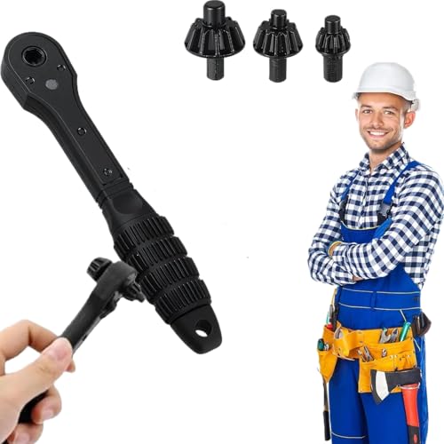 3-in-1 Ratchet Drill Chuck Key Wrench, Universal Magnetic Ratcheting Chuck Spanner,Compatible with Most Electric Drills and Power Tools