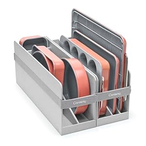 Caraway Nonstick Ceramic Bakeware Set (11 Pieces) - Baking Sheets, Assorted Baking Pans, Cooling Rack, & Storage - Aluminized Steel Body - Non Toxic, PTFE & PFOA Free - Perracotta Caraway Nonstick Ceramic Bakeware Set 11 Pieces Baking Sheets Assorted Baking Pans Cooling Rack Storage Aluminized Steel Body Non Toxic PTFE PFOA Free Perracotta