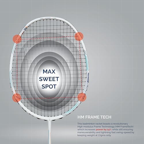 Image of TANSO Arashi SS Strung Badminton Racket (35 Lbs Tension, Recommended by Padukone School of Badminton, 77 Grams Ultra Light Weight Full Carbon Fiber with Premium Strings and Full Racquet Cover)