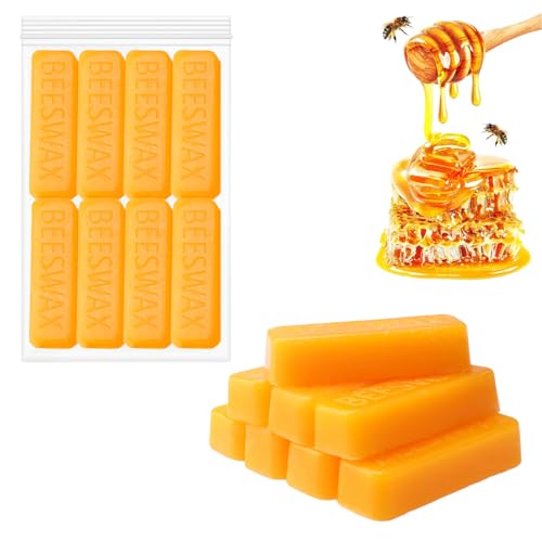 Beeswax Bar Beeswax Blocks, 8 Pcs Organic Bees Wax Candle Wax Block for Candle Making, Beeswax Cosmetic Grade Eco Friendly for Wax Melts, Lotions, DIY Creams, Lip Balms and Soap Making