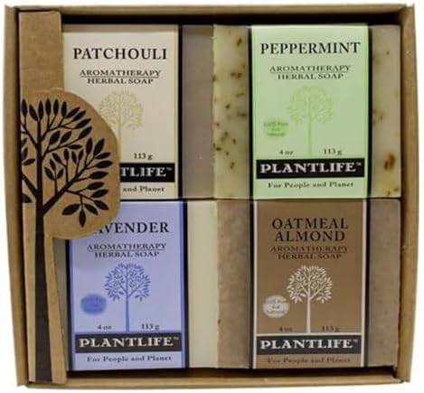 Plantlife Earth Natural Bar Soap 4-Pack Gift Set, Handcrafted, Vegan
